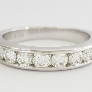 Platinum Round Cut Diamond Half Circle Band 3.9 mm